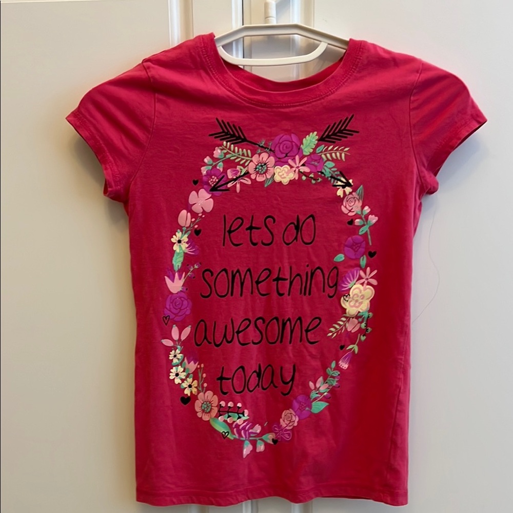 Beautees Pink Short Sleeve Tee with Sparkly Graphics